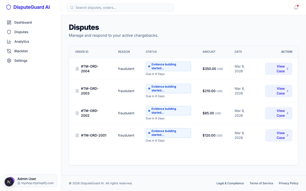 DisputeFlow — Automatic evidence collection