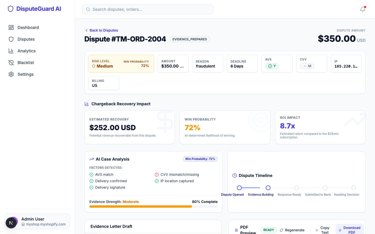DisputeFlow — Rebuttal letter generator